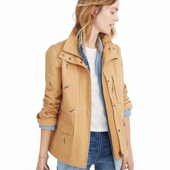 Madewell Jackets & Blazers - MADEWELL Daisy Embroidered Passage Jacket Full Zip & Snap Front